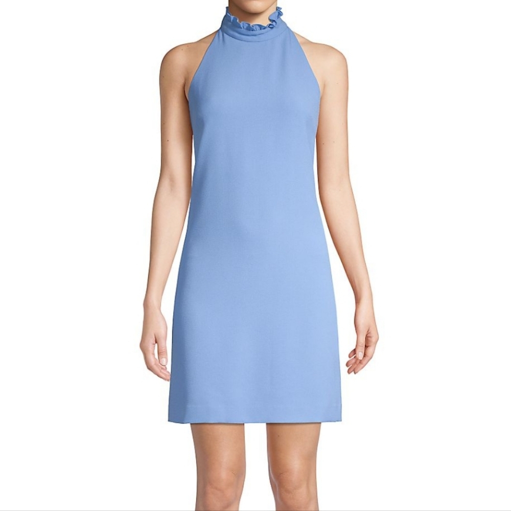 Vince Camuto ruffle trimmed high neck shift dress. Sz 12 - Picture 2 of 6